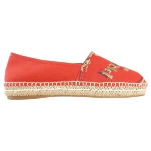 NEW PRADA women's canvas espadrille flats with embroidered logo in red